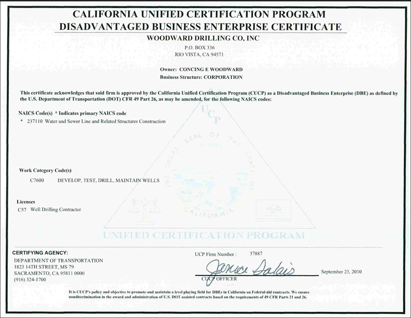 Certificates Woodward Drilling